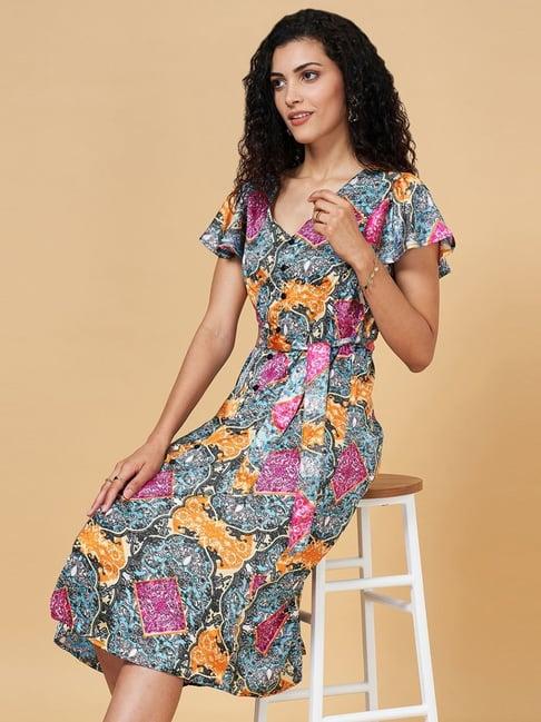 yu by pantaloons multicolored printed a-line dress