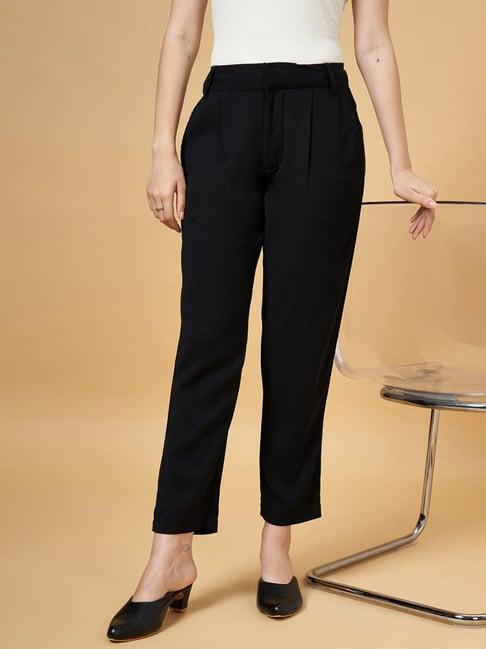 yu by pantaloons black mid rise pants