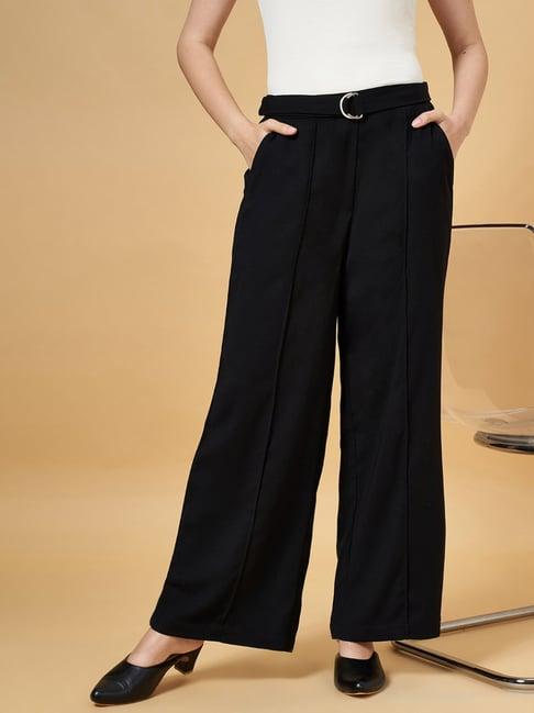 yu by pantaloons black regular fit flared pants