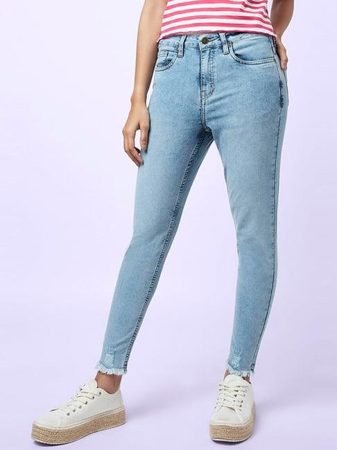 yu by pantaloons blue mid rise jeans