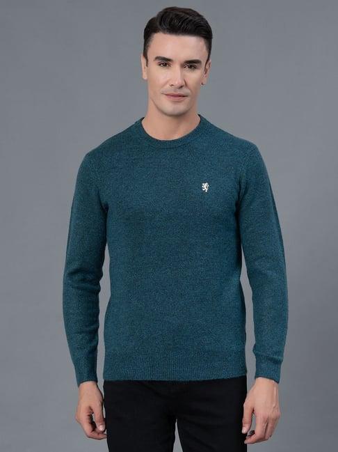 red tape teal melange regular fit sweater