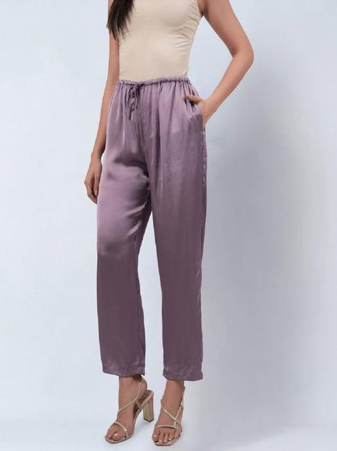 first resort by ramola bachchan purple satin pants