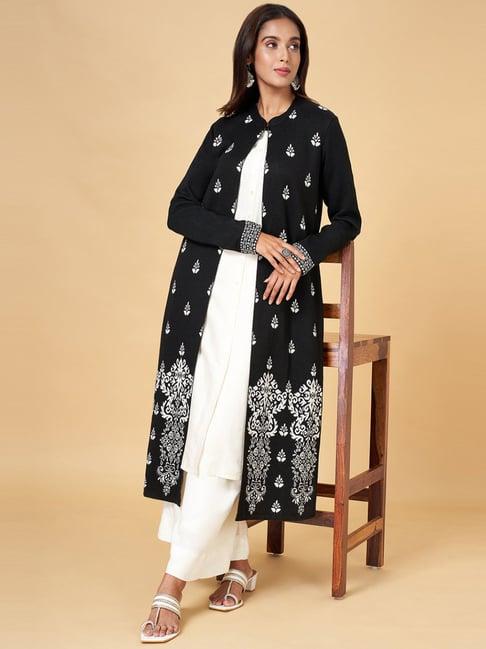 yu by pantaloons black jacquard pattern shrug