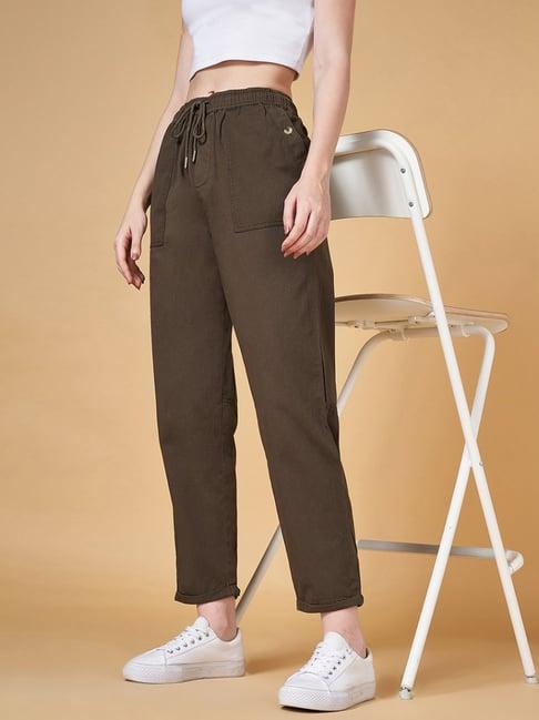 yu by pantaloons brown cotton pants