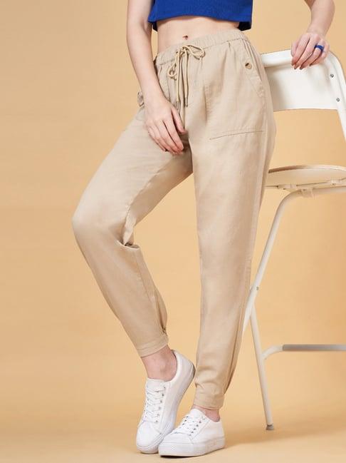 yu by pantaloons beige cotton pants