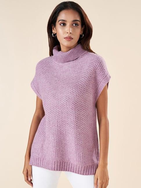 akkriti by pantaloons purple self pattern sweater