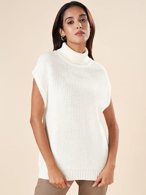 akkriti by pantaloons off-white self pattern sweater