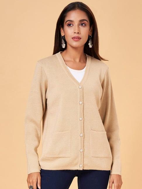 rangmanch by pantaloons beige v neck cardigan