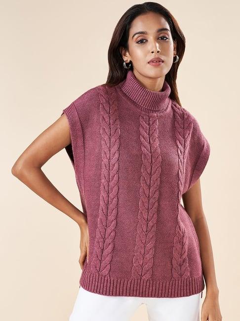 akkriti by pantaloons purple crochet pattern sweater