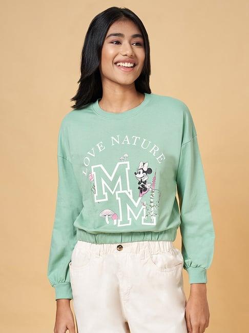 honey by pantaloons green cotton printed sweatshirt