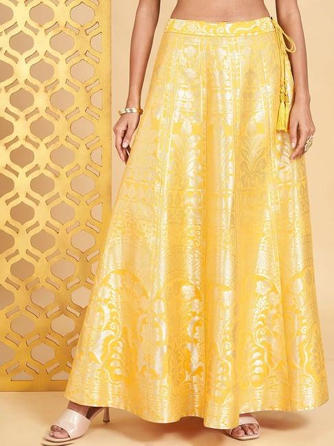 rangmanch by pantaloons yellow embroidered skirt