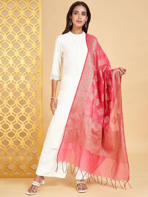 rangmanch by pantaloons pink woven pattern dupatta