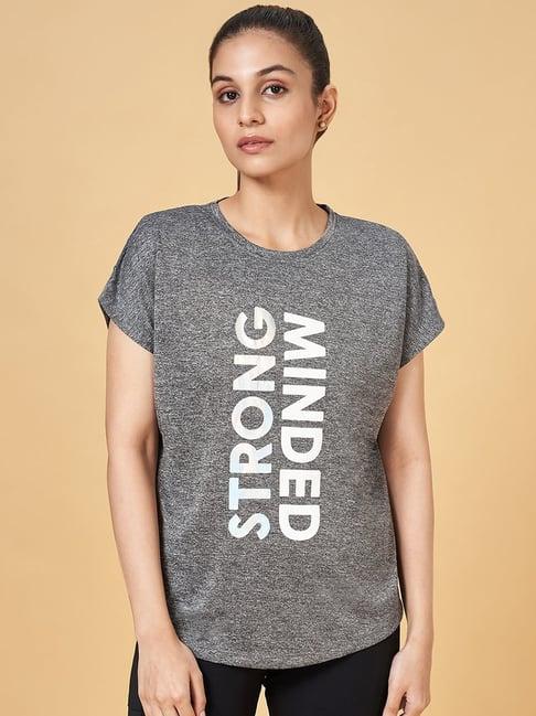 ajile by pantaloons grey printed sports t-shirt