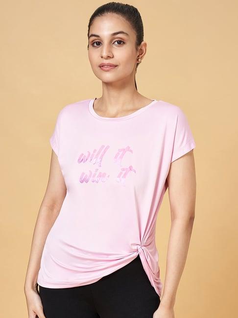 ajile by pantaloons pink printed sports t-shirt