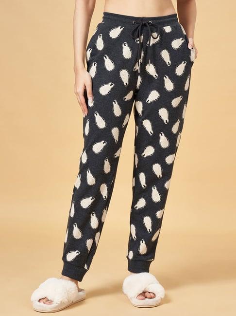 dreamz by pantaloons black cotton printed pyjamas