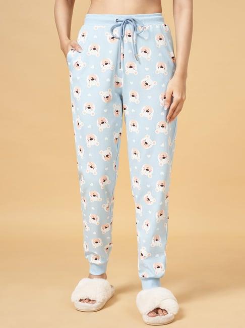 dreamz by pantaloons powder blue cotton printed pyjamas