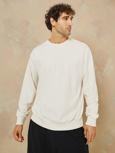 styli cream cotton relaxed fit sweatshirt