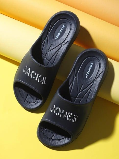 jack & jones men's black slides