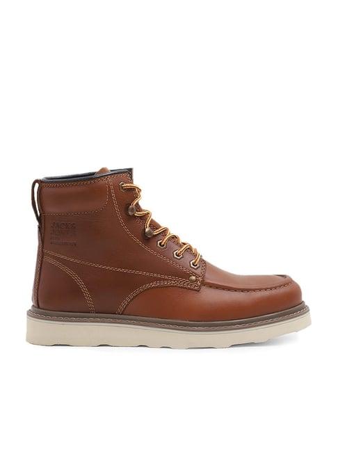 jack & jones men's brown derby boots