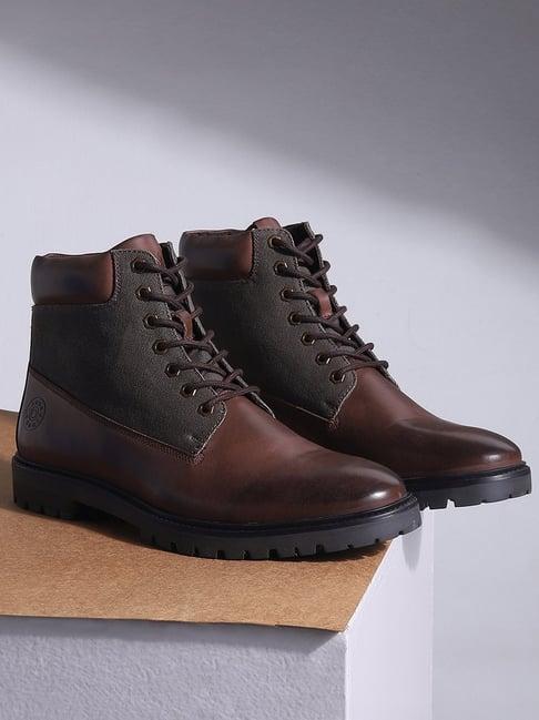 jack & jones men's brown derby boots