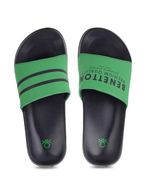 united colors of benetton men's green slides