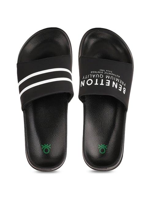 united colors of benetton men's black slides