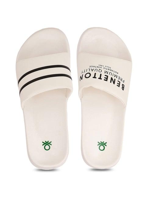 united colors of benetton men's off white slides