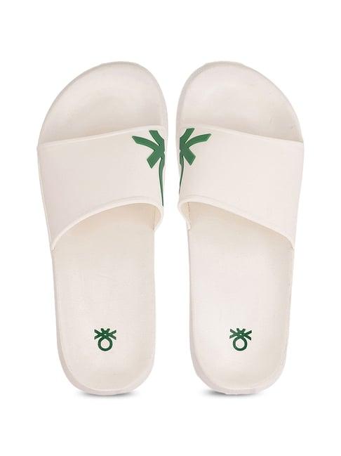 united colors of benetton men's off white slides