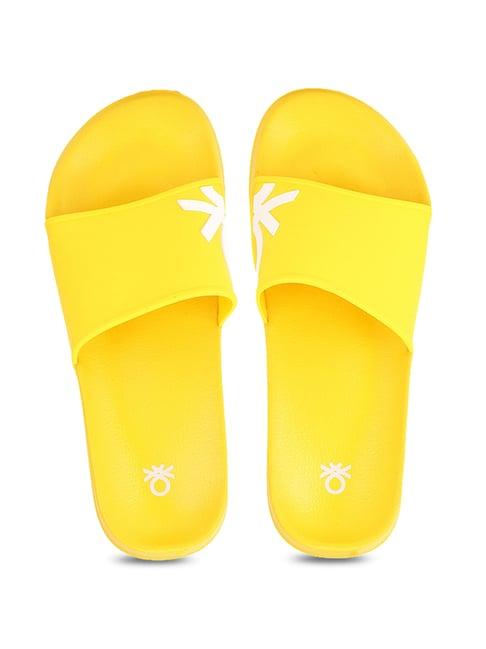 united colors of benetton men's yellow slides