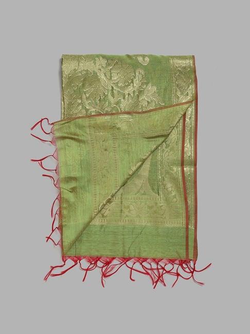 utsa by westside lime green banarasi dupatta