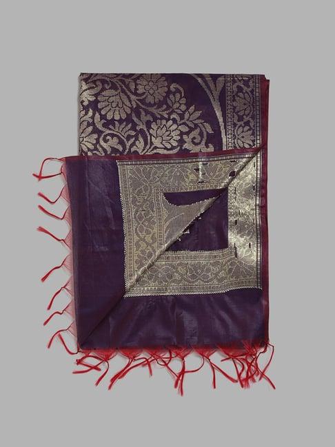 utsa by westside purple zari banarasi dupatta