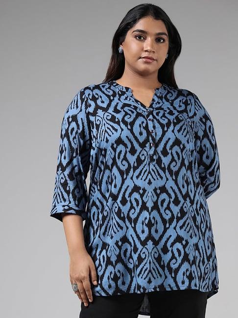 diza by westside indigo ikkat printed kurti