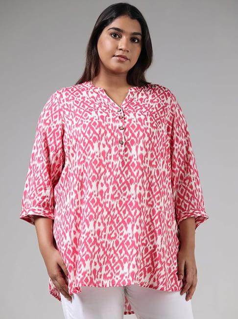 diza by westside pink ikkat printed kurti