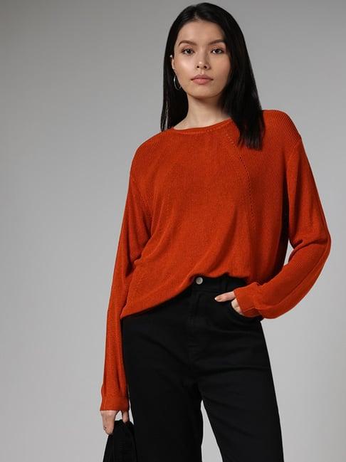 lov by westside burnt orange knitted sweater