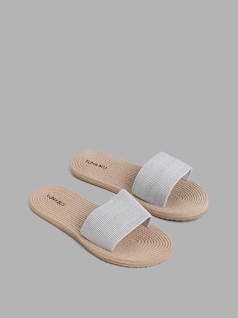 luna blu by westside silver elasticated jute slides