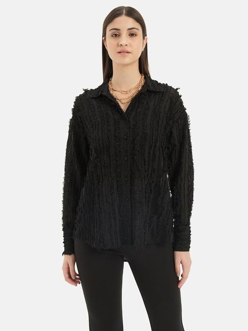 kazo black textured shirt