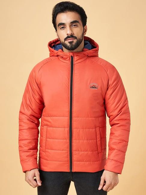 yu by pantaloons orange regular fit hooded jacket