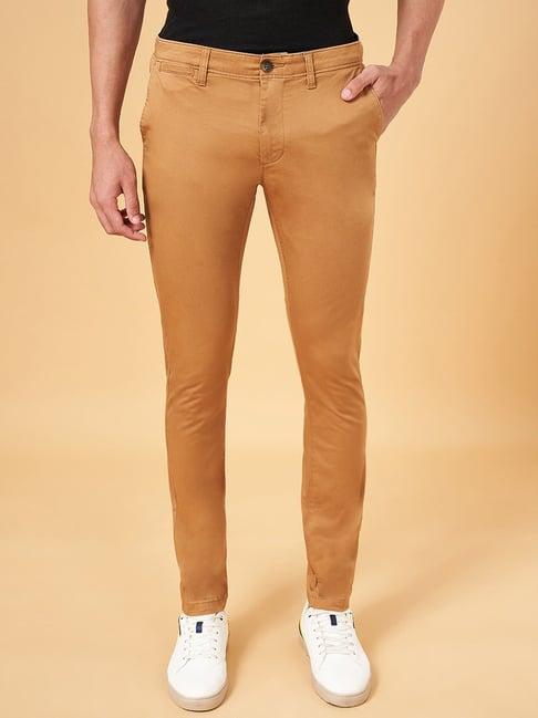 byford by pantaloons tan slim fit trousers