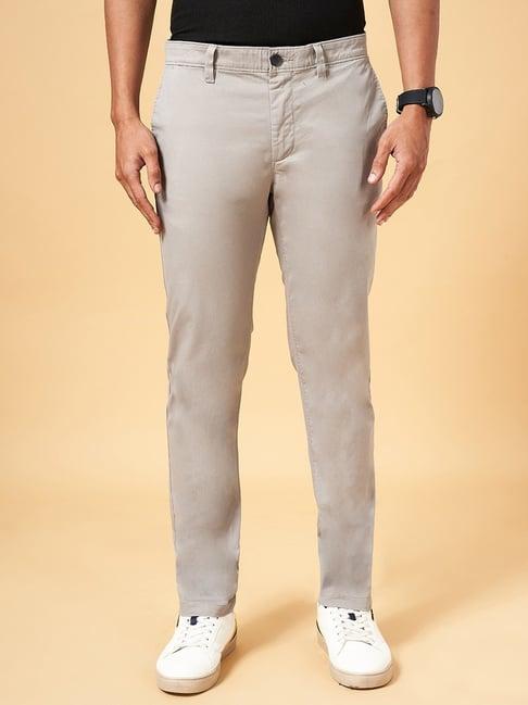 byford by pantaloons light grey slim fit trousers