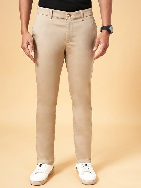 byford by pantaloons ecru slim fit trousers