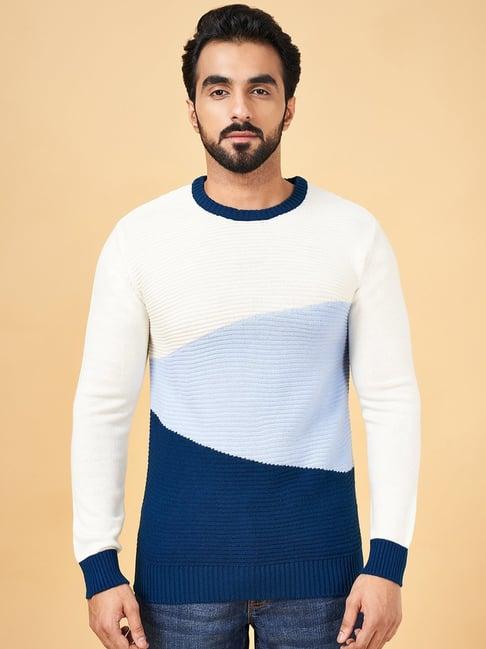 yu by pantaloons multicolored regular fit colour block sweater