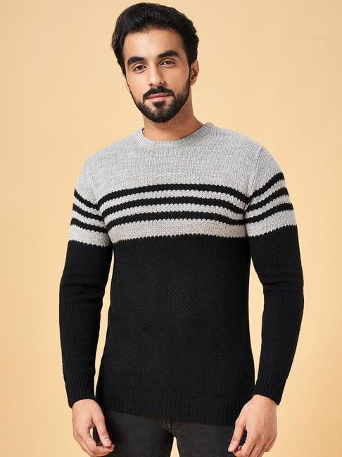 yu by pantaloons grey regular fit colour block sweater