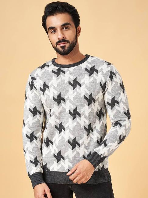 yu by pantaloons grey regular fit printed sweater