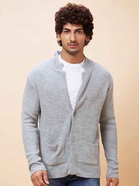 globus grey regular fit cardigan