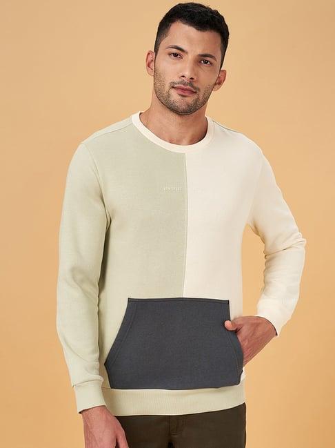 byford by pantaloons sage slim fit colour block sweatshirt