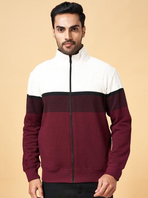 byford by pantaloons wine slim fit colour block sweatshirt