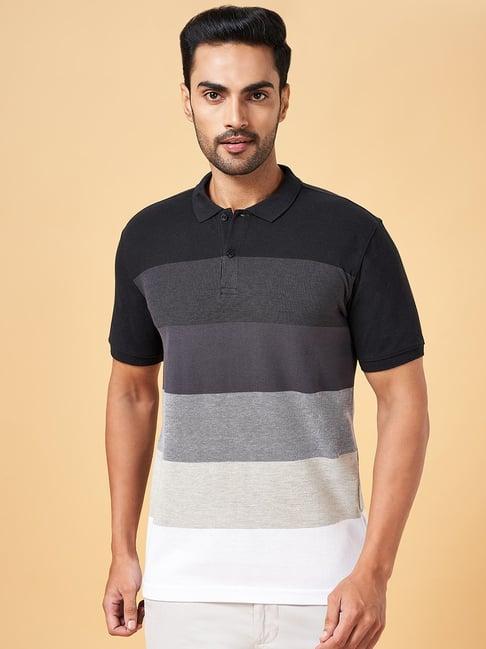 byford by pantaloons black slim fit ombre polo t-shirt