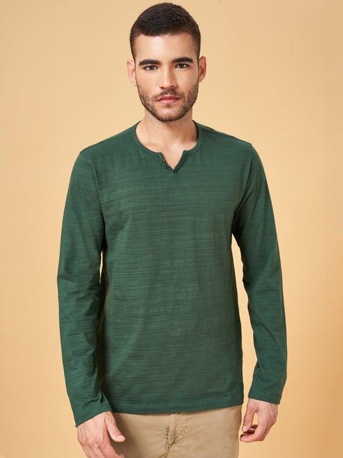 urban ranger by pantaloons dark green slim fit t-shirt