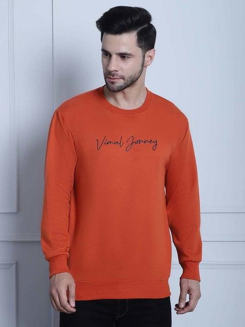 vimal jonney rust regular fit printed sweatshirt