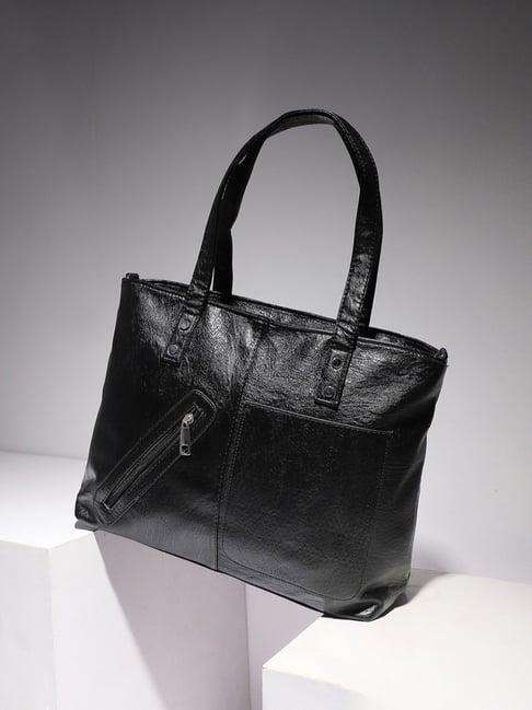 hautesauce black medium leather asymmetrical everyday bag